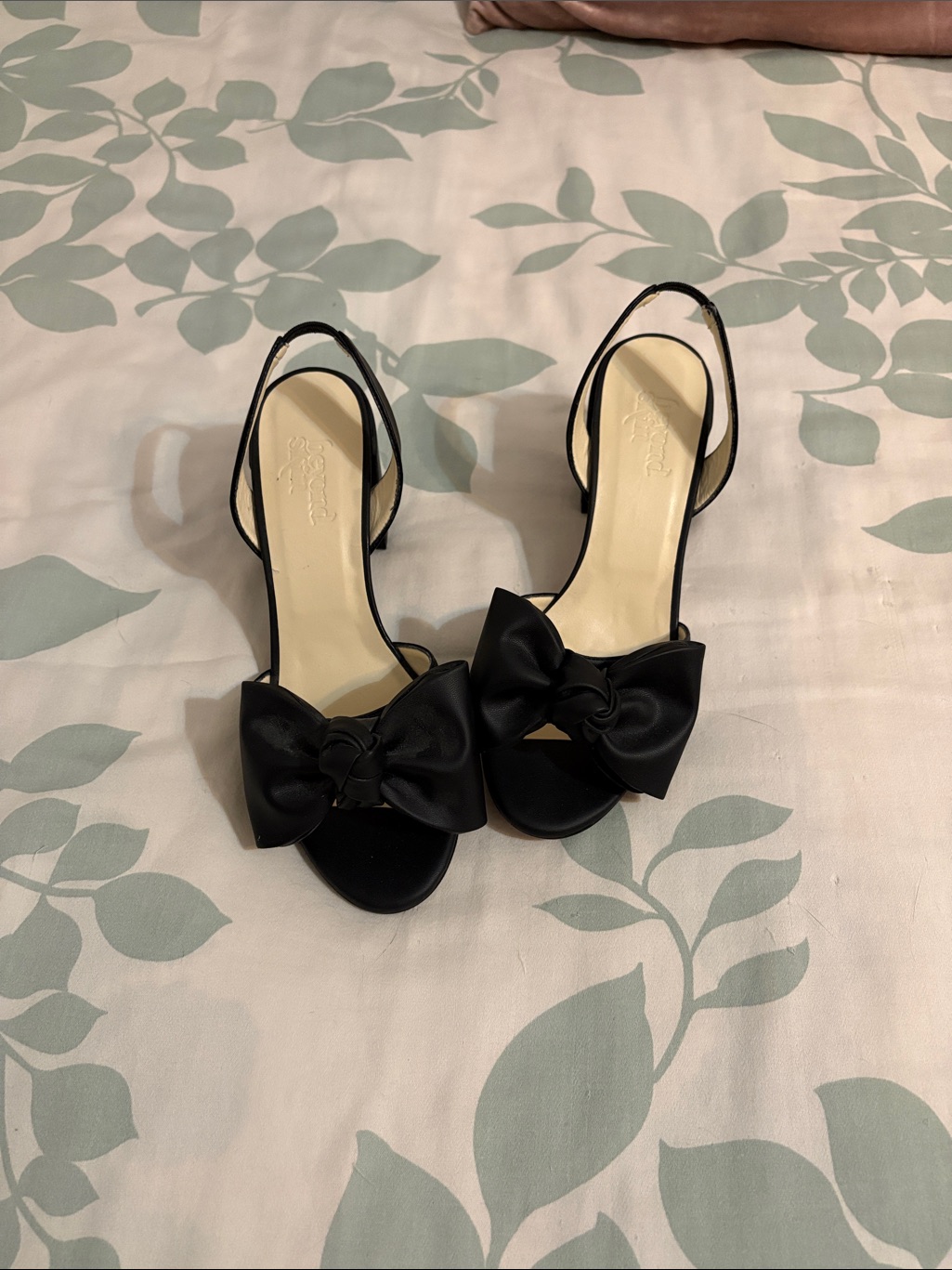 Beyond Skin Vegan Brand Black Bow Slingback Heels